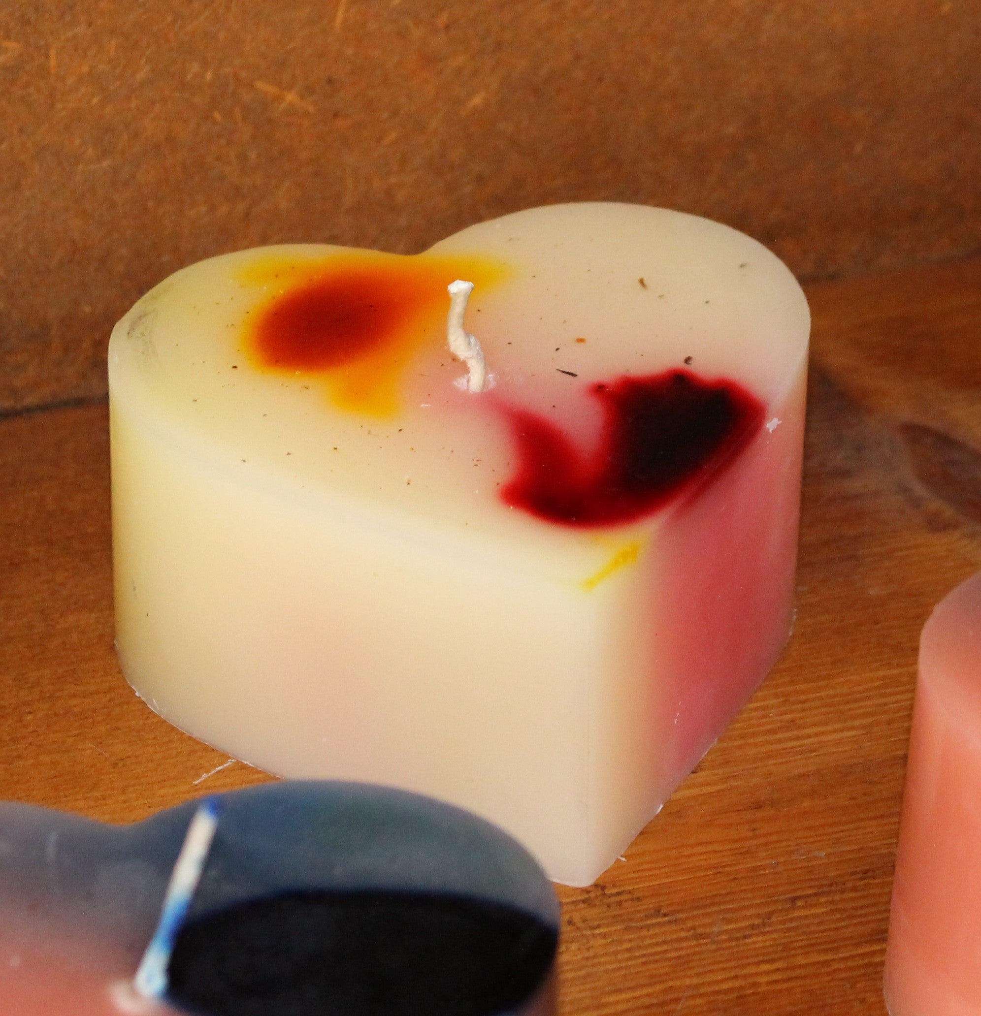 Heart Beeswax Red Swirl Yellow Coconut